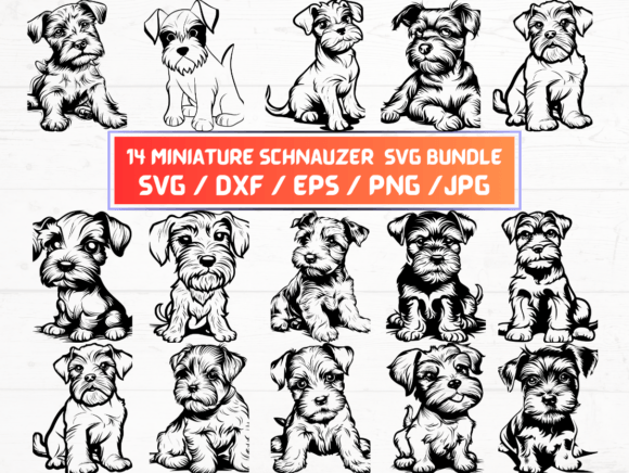 14 Miniature Schnauzer SVG Bundle – A Versatile Digital Resource for Designers